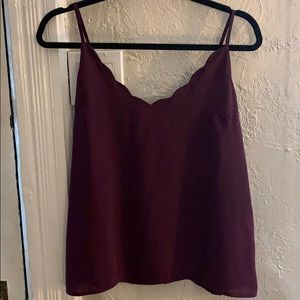 Plum camisole top with scallop neckline sz S